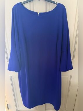 Calvin Klein Cobalt Blue Long-Sleeve Bell-Sleeve Shift Dress